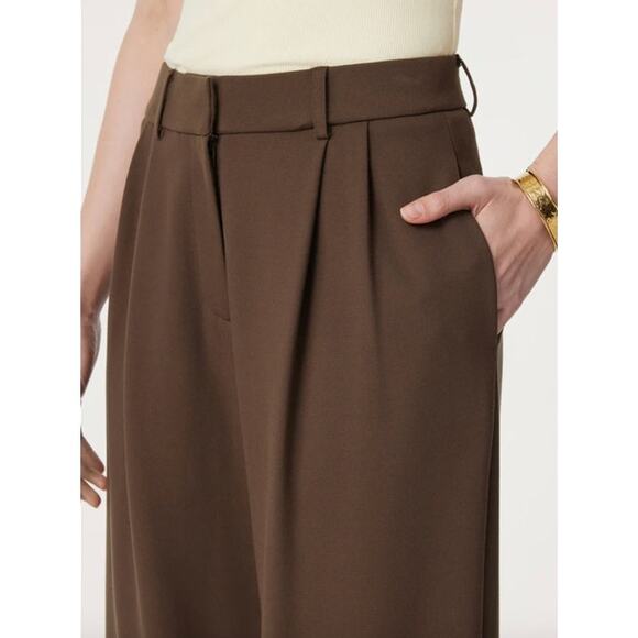 OGL Pants Size S NEW Ponte-De-Roma Breezy Wide Leg Pant with Pockets Pecan Brown - Picture 14 of 16